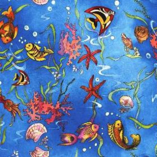 Детская ткань (Голубые рыбки)